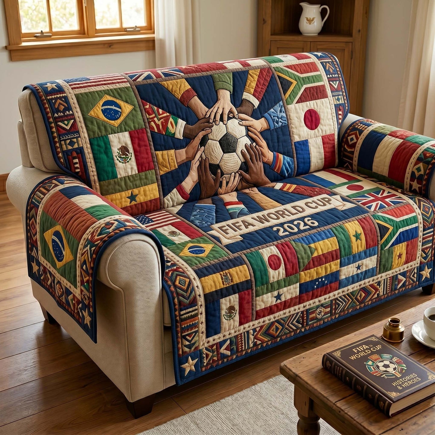 World Cup Quilted Sofa Cover 2026 Soccer Unity 26 Gifts For Soccer Lovers - Pvr