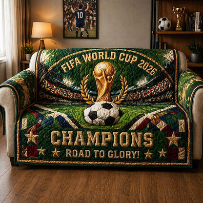 World Cup Quilted Sofa Cover Champions 2026 Tournament Golden Best Gifts For Family Day - Pvr