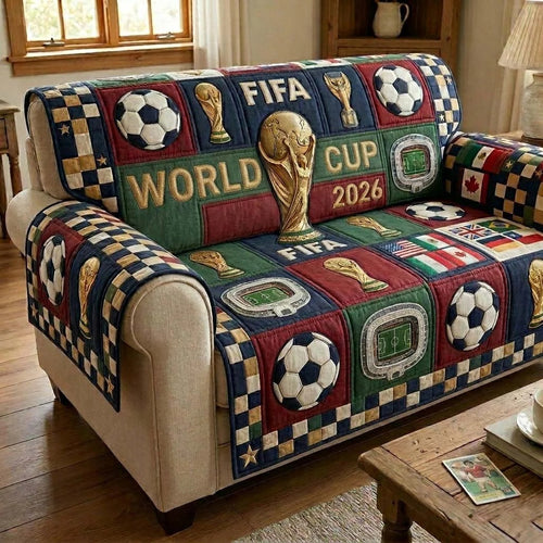 World Cup Quilted Sofa Cover Global Flags Soccer Party Best Gifts For Family Day - Pvr