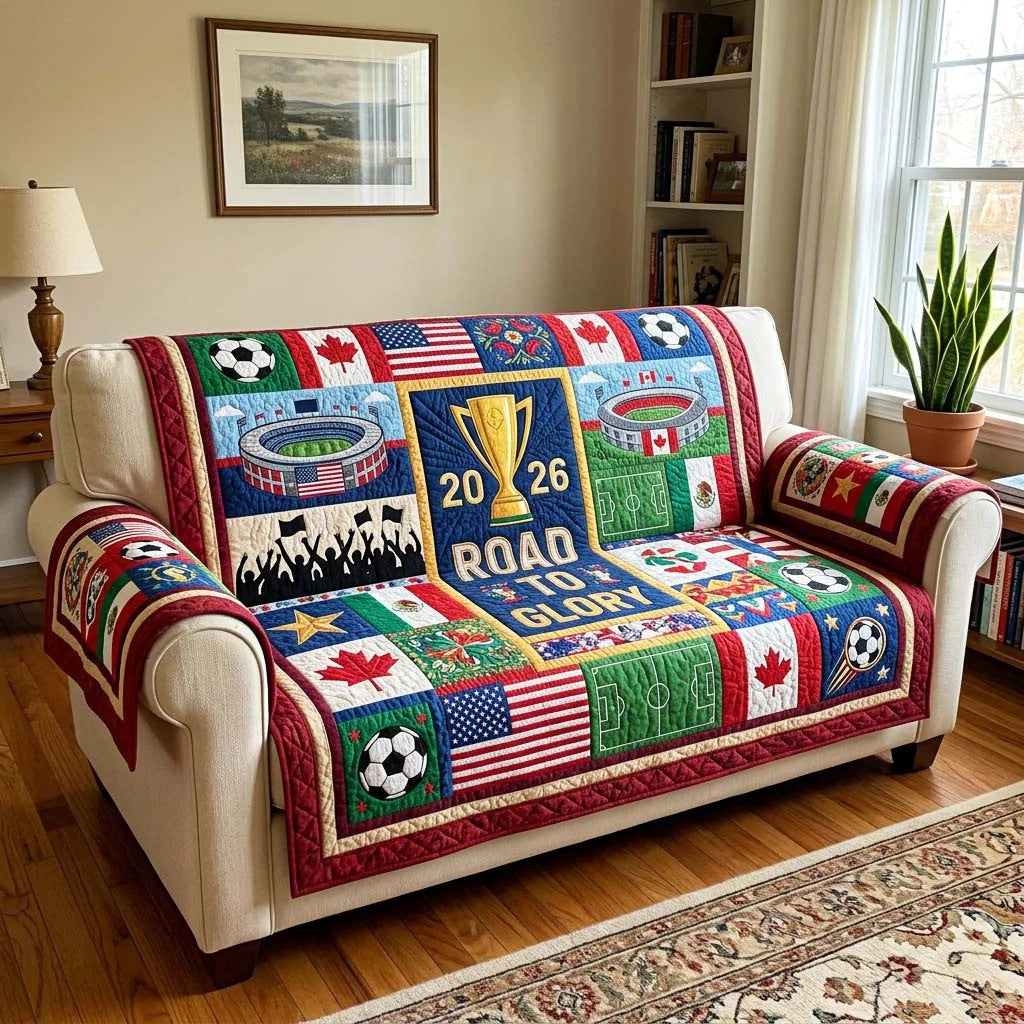 World Cup Quilted Sofa Cover Glory Football Trophy Best Gifts For Family Day - Pvr