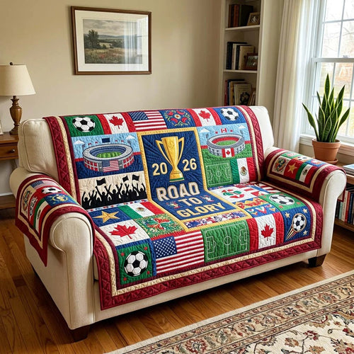 World Cup Quilted Sofa Cover Glory Football Trophy Best Gifts For Family Day - Pvr