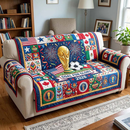 World Cup Quilted Sofa Cover Goal For Glory 2026 Best Gifts For Family Day - Pvr