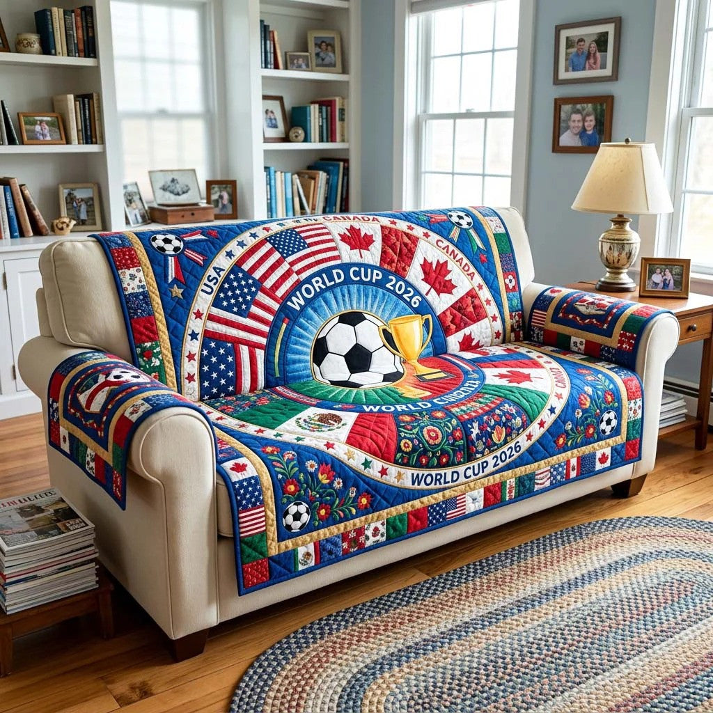 World Cup Quilted Sofa Cover Soccer Long Runner Best Gifts For Father's Day - Pvr