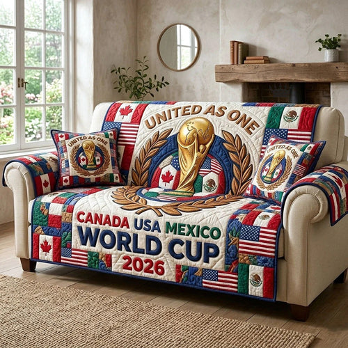 World Cup Quilted Sofa Cover United As One Soccer Trophy Best Gifts For Mother - Pvr