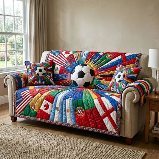 World Cup Quilted Sofa Cover United Flags Soccer Best Gifts For Mother's Day - Pvr