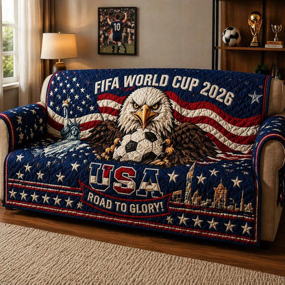 World Cup Quilted Sofa Cover USA Eagle Victory Road To Glory Best Gifts For Father's Day - Pvr