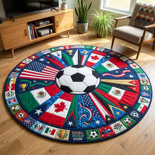 World Cup Quilted Round Mat 2026 Goal Rush Soccer Gifts For Football Lovers - Pvr