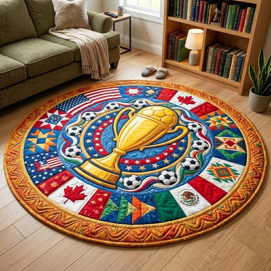 World Cup Quilted Round Mat Champions Trophy Best Gifts For Family Day - Pvr