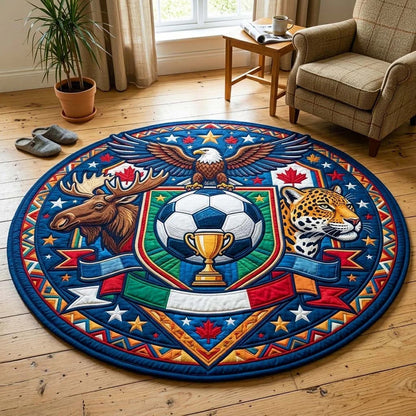 World Cup Quilted Round Mat Eagle Soccer Trophy Gifts For Soccer Lovers - Pvr