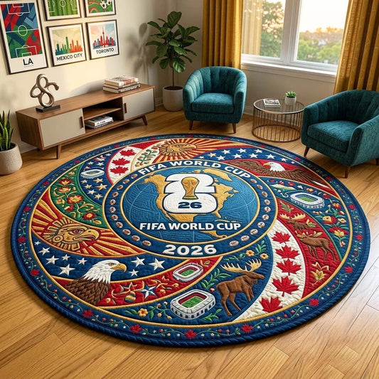 World Cup Quilted Round Mat FIFA World Cup 2026 Soccer Best Gifts For Grandma - Pvr