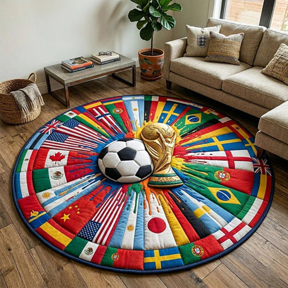 World Cup Quilted Round Mat Football Flags Best Gifts For Family Day - Pvr
