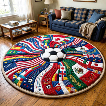 World Cup Quilted Round Mat Football Watch Party Gifts For Family Day - Pvr