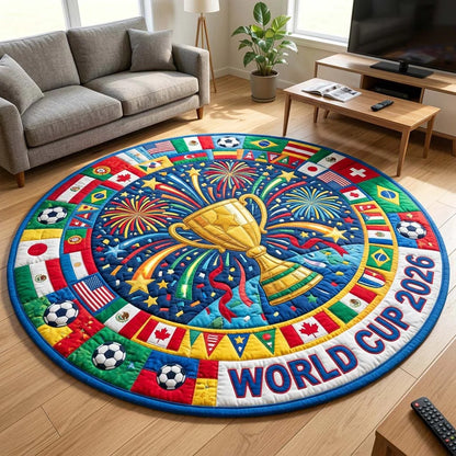 World Cup Quilted Round Mat Golden Ball 2026 Football Best Gifts For Family Day - Pvr