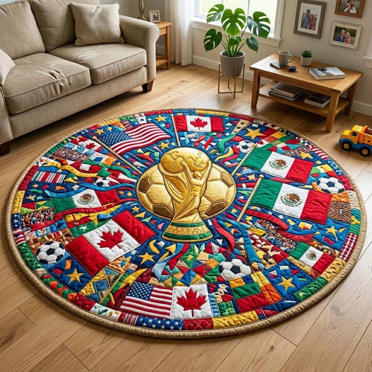 World Cup Quilted Round Mat North America Soccer With Flags Gifts For Soccer Lovers - Pvr