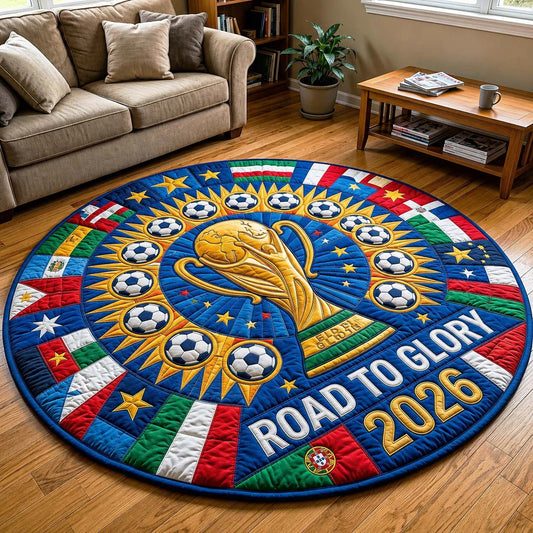 World Cup Quilted Round Mat Soccer Ball Trophy Best Gifts For Family Day - Pvr