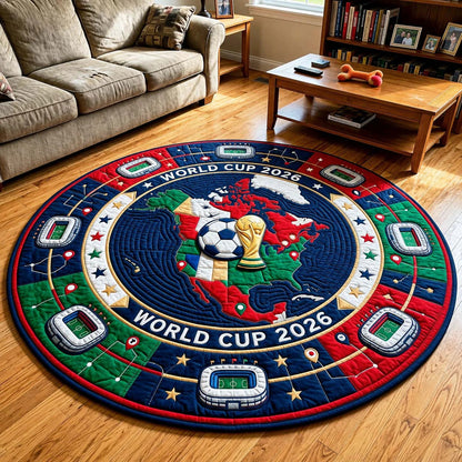World Cup Quilted Round Mat Soccer Trophy And Ball Gifts For Father's Day - Pvr