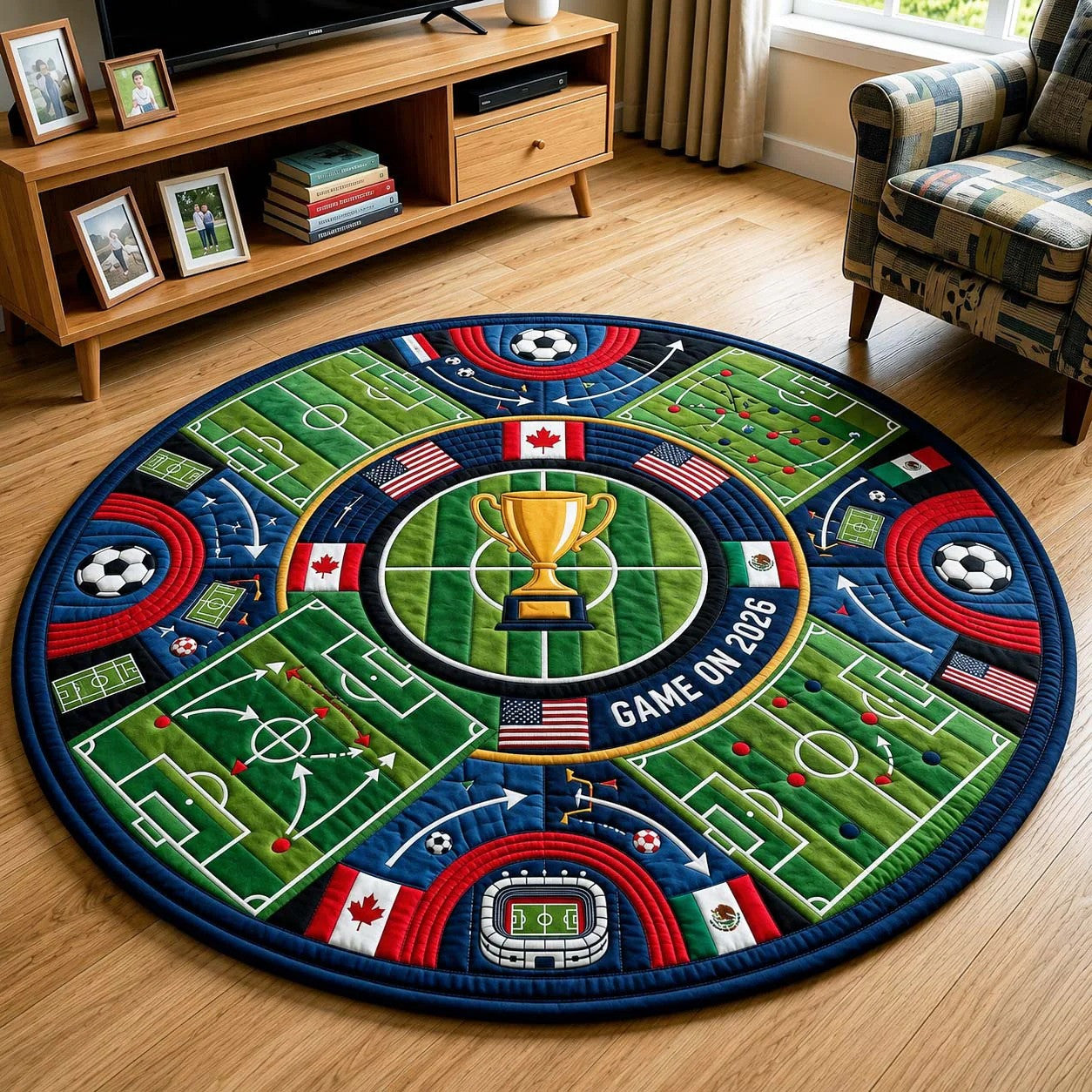 World Cup Quilted Round Mat Tactical Victory Soccer Best Gifts For Her - Pvr