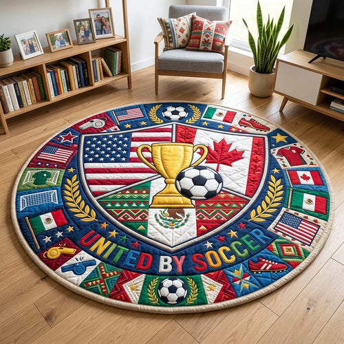 World Cup Quilted Round Mat United By Soccer And Trophy Best Gifts For Father - Pvr