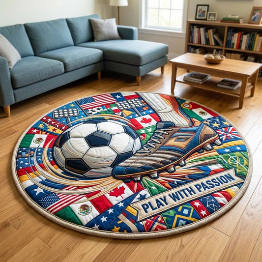 World Cup Quilted Round Mat United Flags Soccer Best Gifts For Father's Day - Pvr