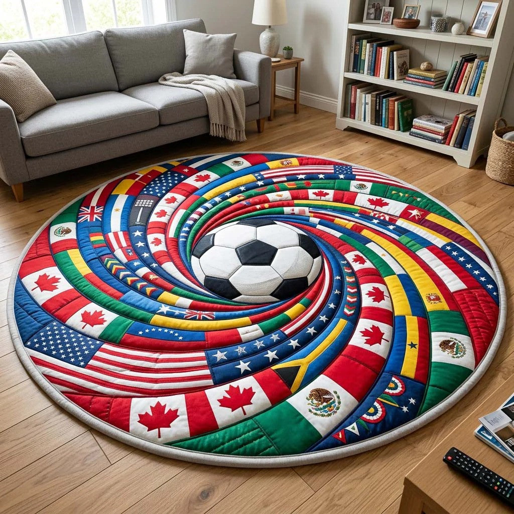 World Cup Quilted Round Mat USA Canada Mexico International Flags Best Gifts For Grandma - Pvr