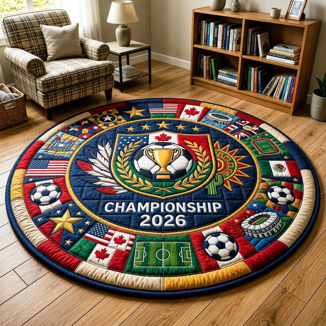 World Cup Quilted Round Mat World Cup Championship 2026 Best Gifts For Father - Pvr