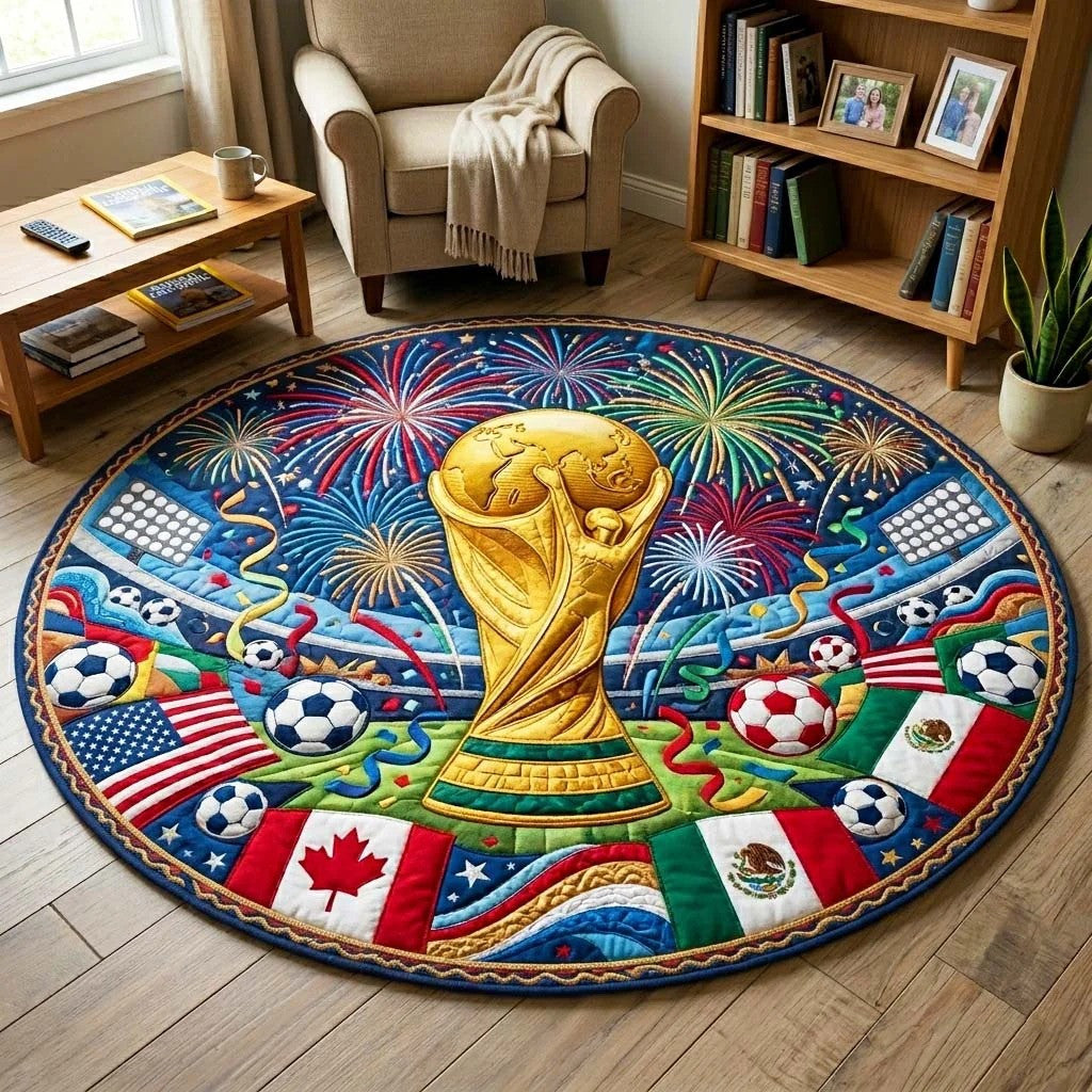 World Cup Quilted Round Mat World Cup Trophy 2026 Best Gifts For Father's Day - Pvr