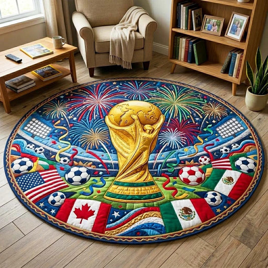 World Cup Quilted Round Mat World Cup Trophy 2026 Best Gifts For Father's Day - Pvr