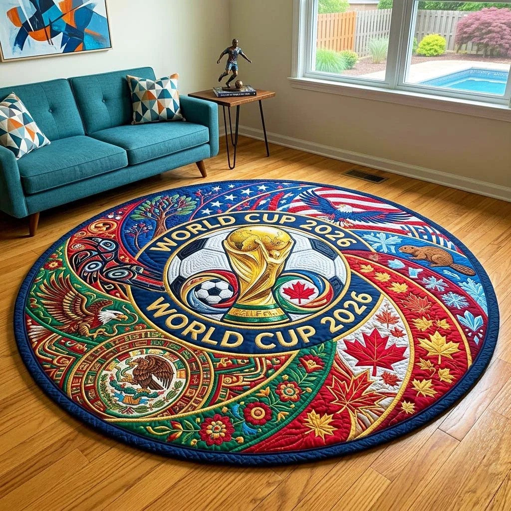 World Cup Quilted Round Mat World Cup Trophy With Eagle Best Gifts For Father's Day - Pvr