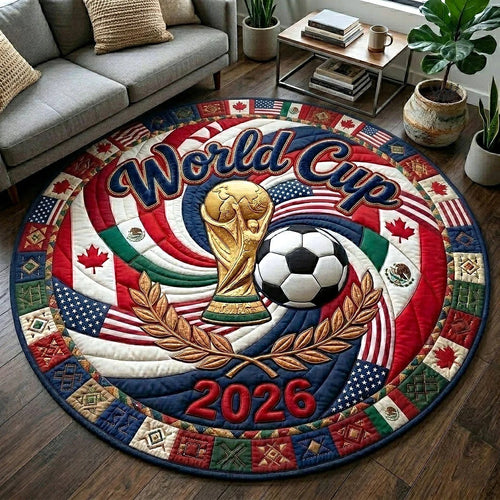 World Soccer Runner Quilted Round Mat Host Countries Flags Best Gifts For Husband - Pvr