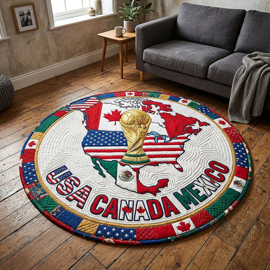 World Soccer Runner Quilted Round Mat USA Canada Mexico Best Gifts For Son - Pvr