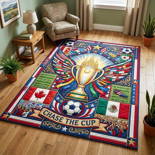 World Cup Quilted Area Rug Chase The Cup With Trophy Best Gifts For Sports Fans - Pvr