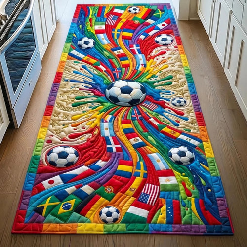 World Cup Quilted Area Rug Global Flags Soccer FIFA 26 Best Gifts For Family Day - Pvr