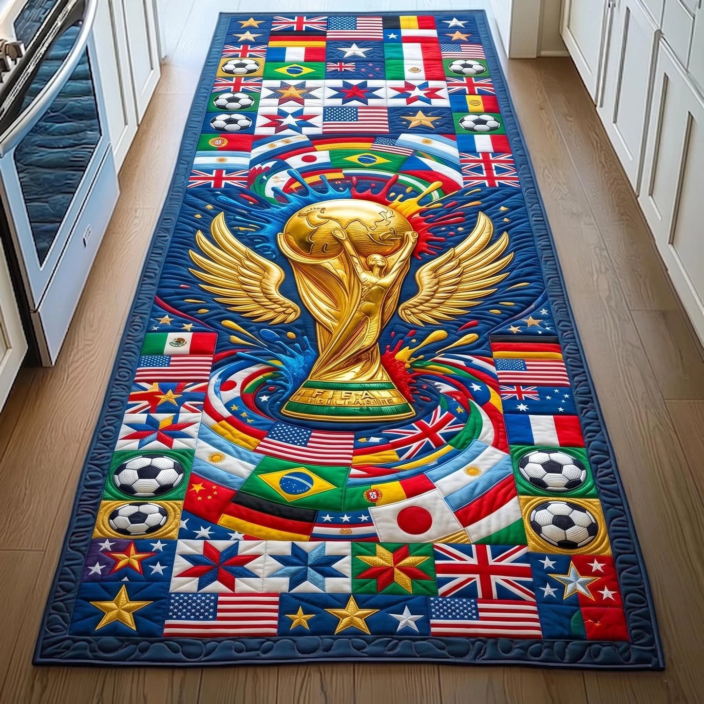 World Cup Quilted Area Rug Global Football Runner Best Gifts For Father's Day - Pvr