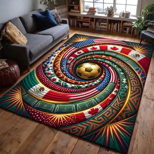 World Cup Quilted Area Rug Golden Soccer Victory Gifts For Soccer Lovers - Pvr