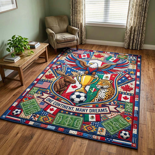World Cup Quilted Area Rug One Continent Many Dreams Best Gifts For Sports Lovers - Pvr