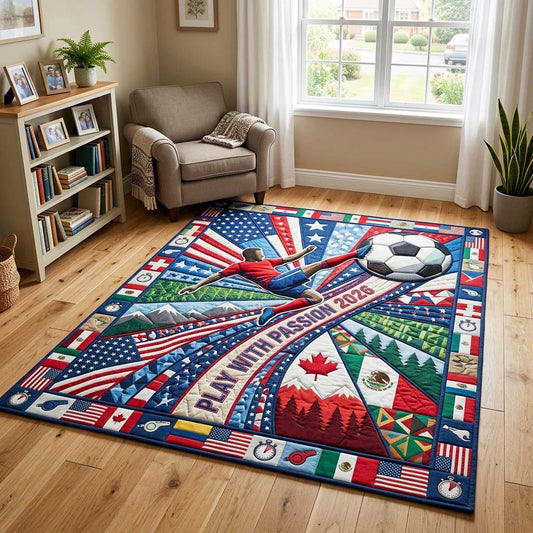World Cup Quilted Area Rug Play With Passion 2026 Best Gifts For Father's Day - Pvr