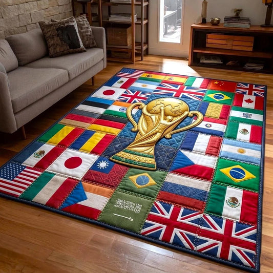 World Cup Quilted Area Rug Soccer Floor Runner Best Gifts For Father's Day - Pvr