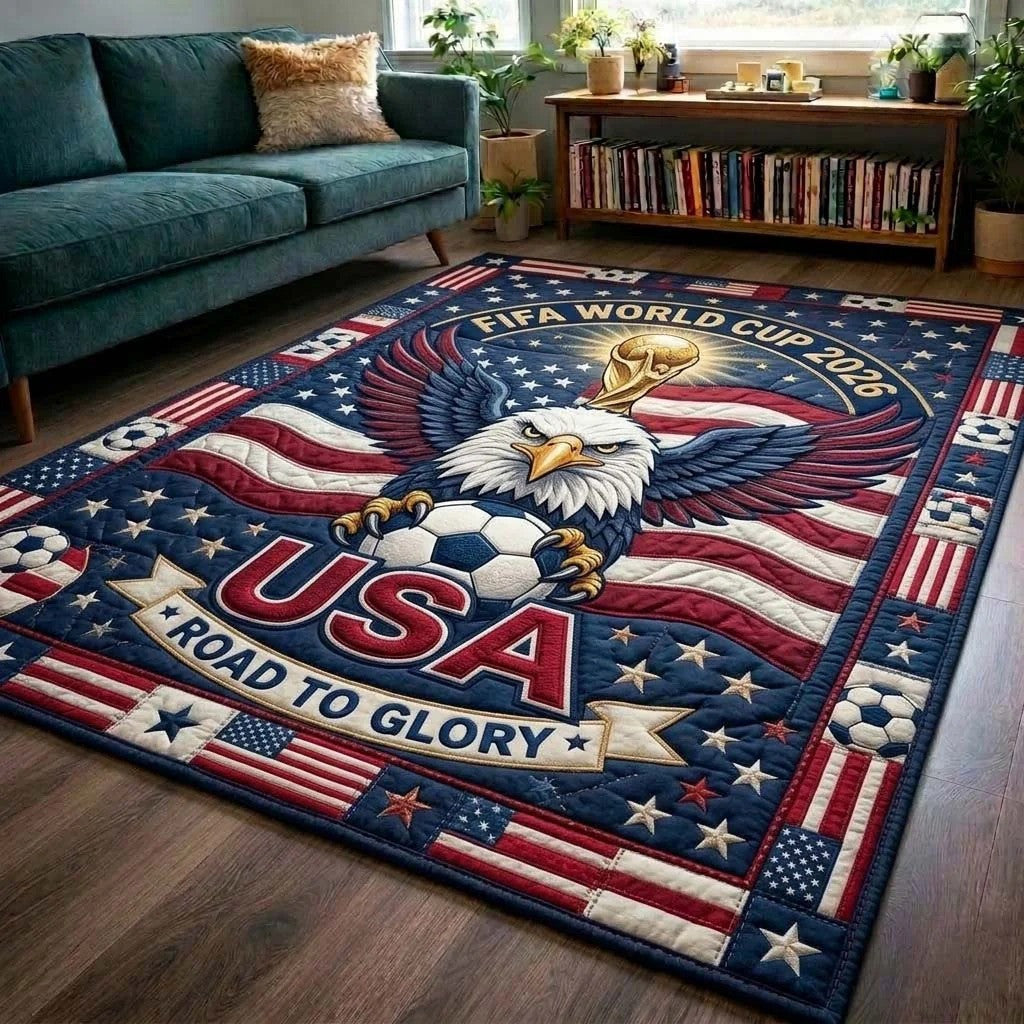 World Cup Quilted Area Rug Soccer Game Day With Eagle Gifts For Soccer Lovers - Pvr