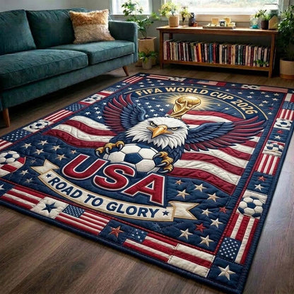 World Cup Quilted Area Rug Soccer Game Day With Eagle Gifts For Soccer Lovers - Pvr