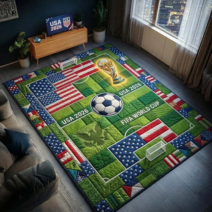 World Cup Quilted Area Rug USA 2026 FIFA World Cup Best Gifts For BoyFriend - Pvr