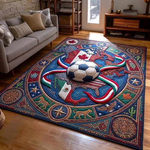 World Cup Quilted Area Rug World Cup 2026 Host Countries Map Best Gifts For Family Day - Pvr