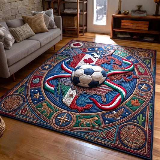World Cup Quilted Area Rug World Cup 2026 Host Countries Map Best Gifts For Family Day - Pvr