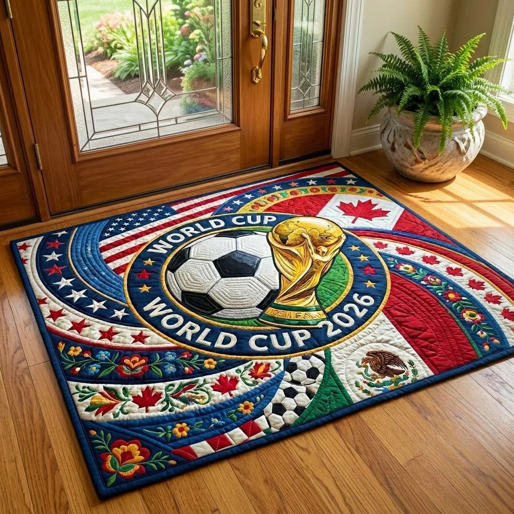 World Cup Quilted Doormat 2026 Soccer Trophy Best Gifts For Father's Day - Pvr