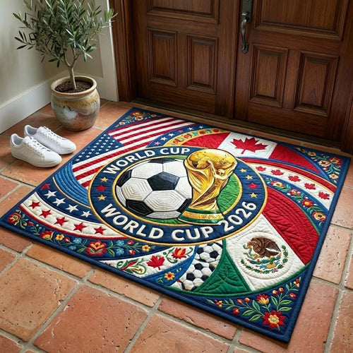 World Cup Quilted Doormat Trophy Soccer Sports Party Best Gifts For Family Day - Pvr