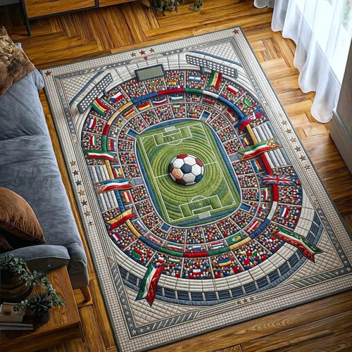 World Soccer Runner Quilted Area Rug International Flags Best Gifts For Football Lovers - Pvr