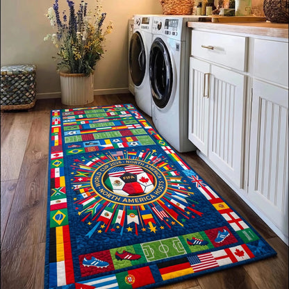 World Soccer Runner Quilted Area Rug World Cup 2026 North America Best Gifts For Fans - Pvr
