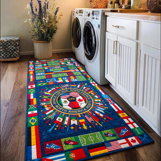 World Soccer Runner Quilted Area Rug World Cup 2026 North America Best Gifts For Fans - Pvr