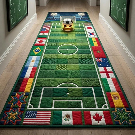 World Soccer Runner Quilted Area Rug Country Flags Best Gifts For Football Fans - Pvr