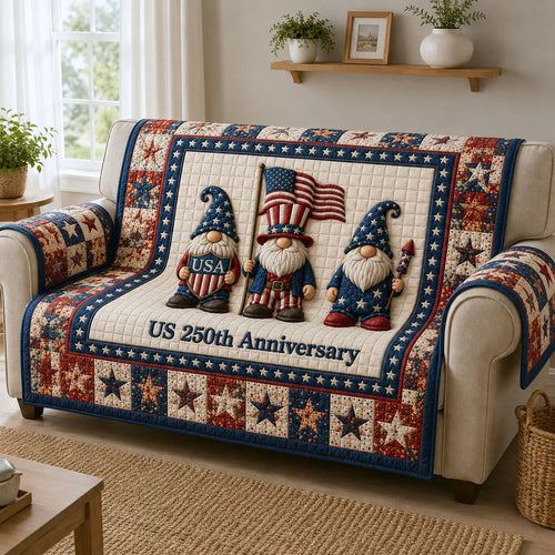 250th Anniversary US Quilted Sofa Cover USA 250 Years Best Gifts For Him - Pvr