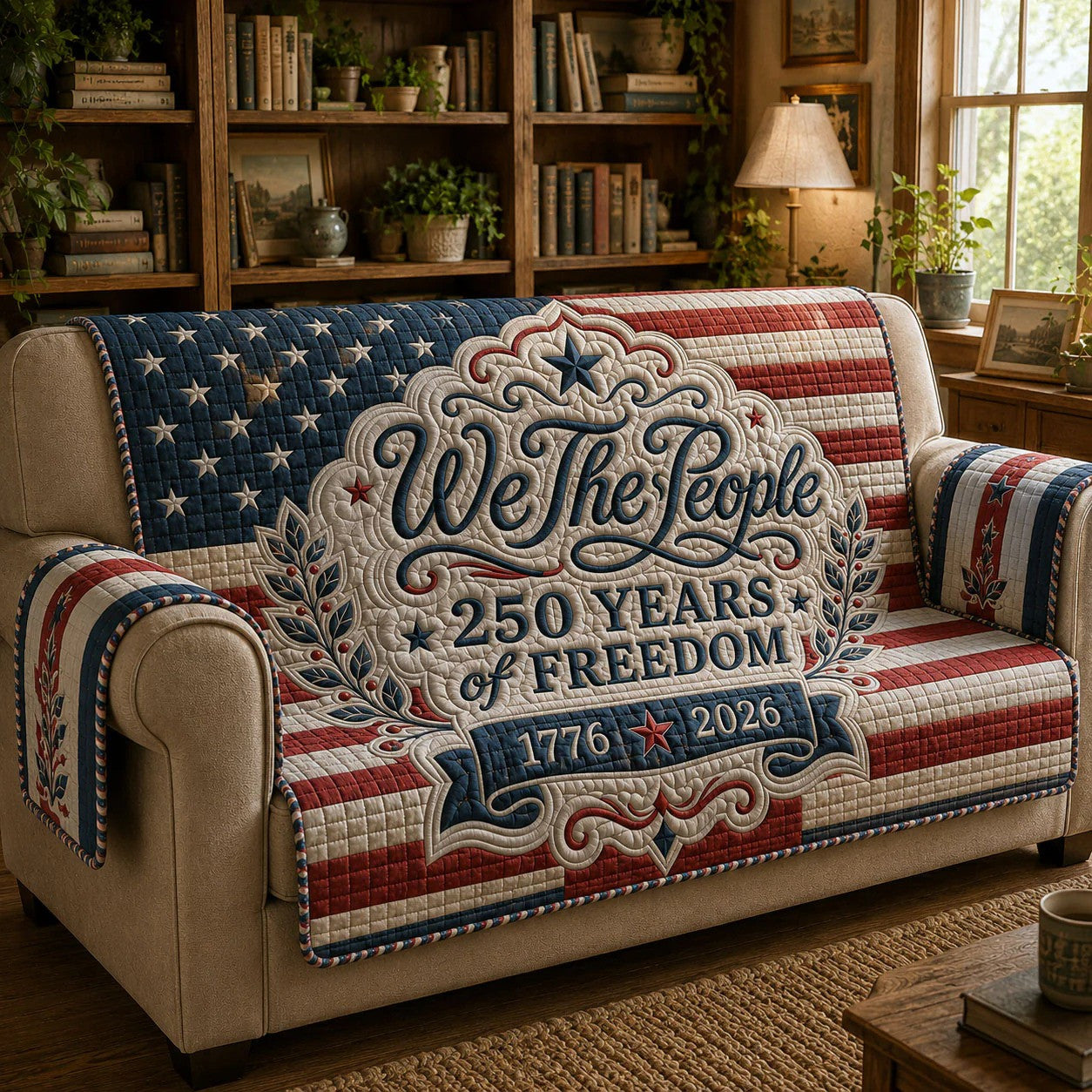 250th Anniversary US Quilted Sofa Cover We The People 250 Years Of Freedom Best Gift For Mother - Pvr